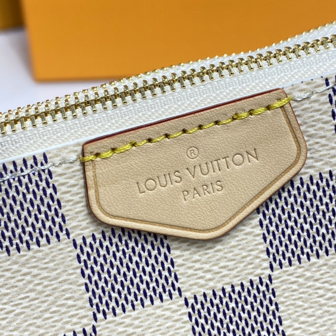 Louis Vuitton DOUBLE ZIP POCHETTE Handbag Damier Azur N60460